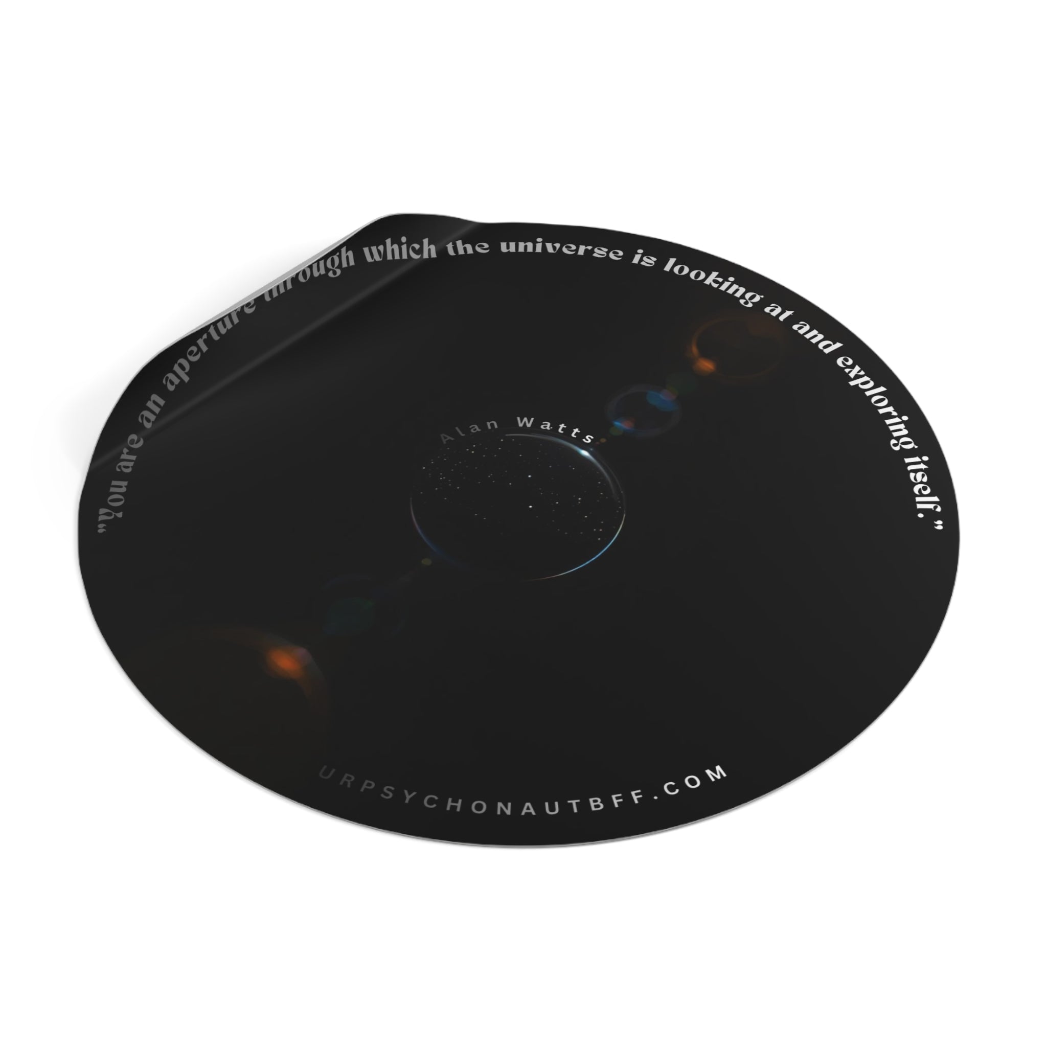 "You are an aperture" Alan Watts Quote Water Resistant Sticker