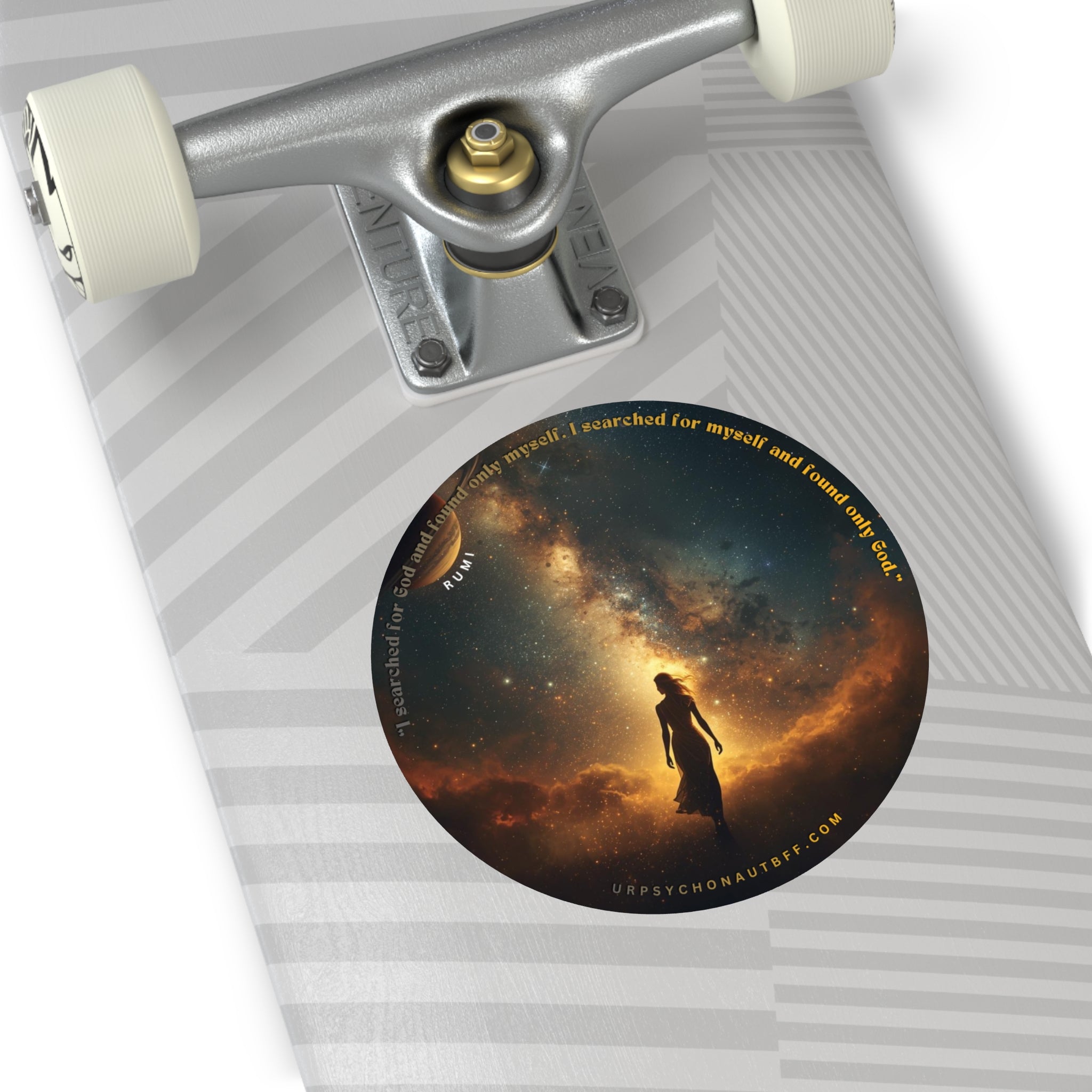 "I searched for God and found only myself" Rumi Quote Water-Resistant Sticker