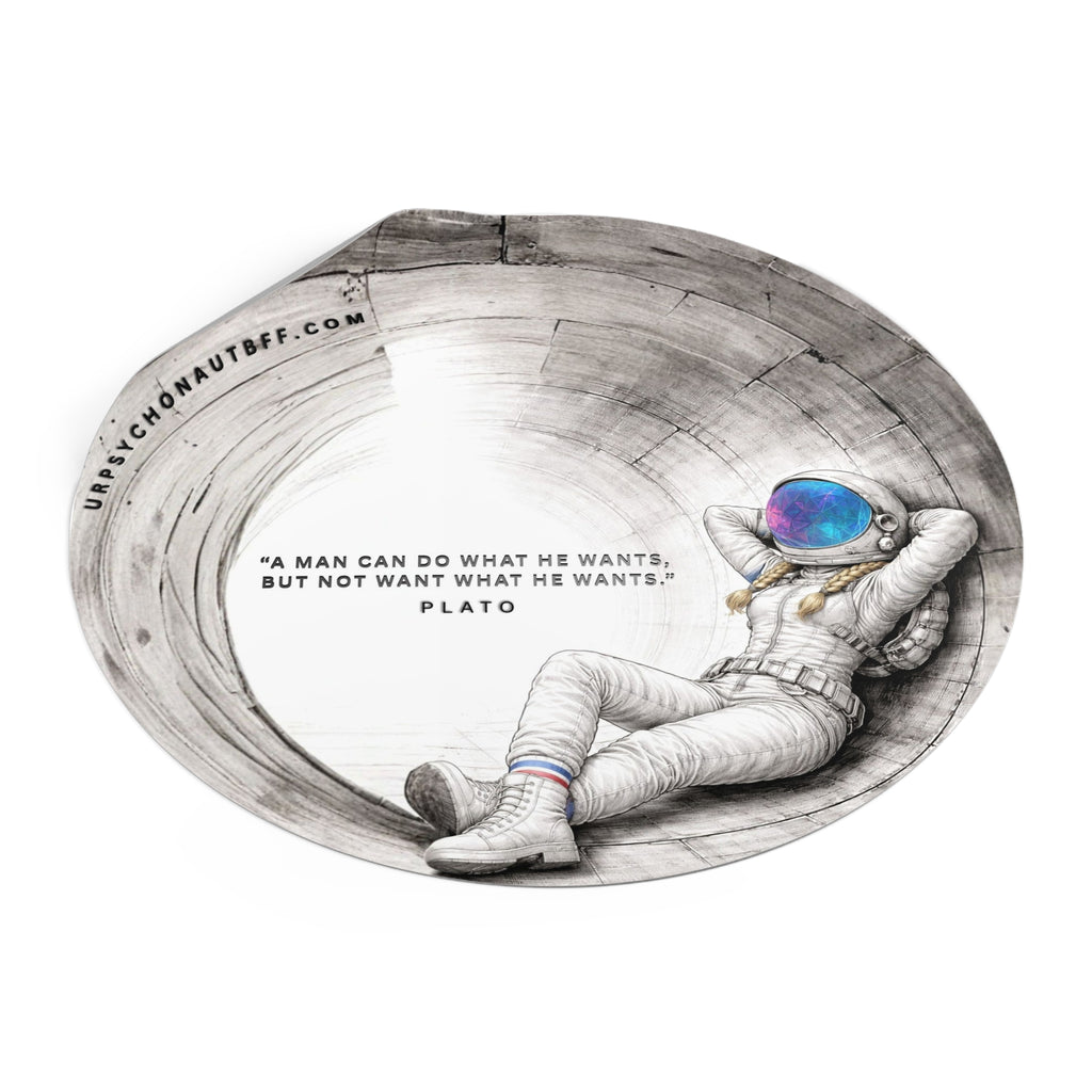Plato A man can do what he wants Quote Water-Resistant Sticker