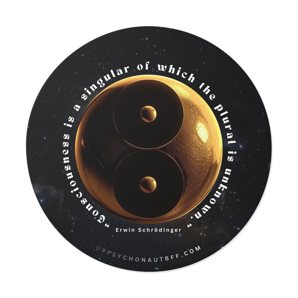 "Consciousness is a singular" Erwin Schrödinger Quote Water-Resistant Sticker